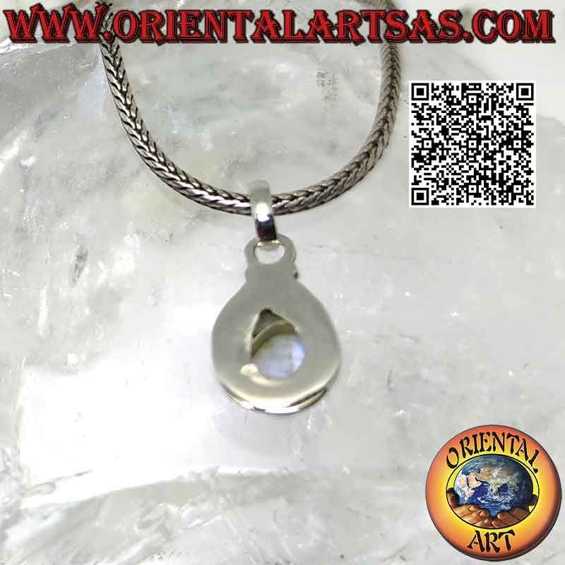 Colgante de plata con piedra lunar arcoíris natural en forma de lágrima