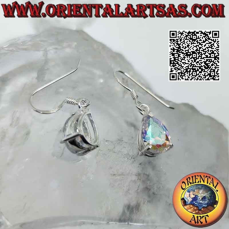 925 ‰ silver earrings with rainbow faceted teardrop zircon