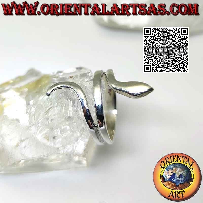 Silver ring smooth snake in sinuous movement (two turns)