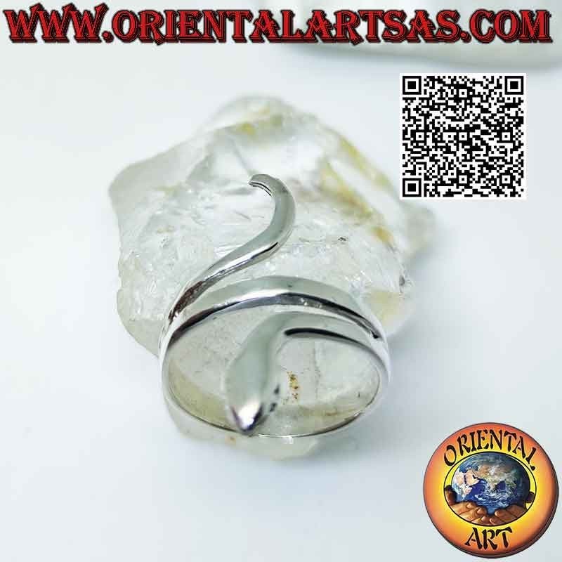 Anello in argento serpente liscio in movimento sinuoso (due giri)