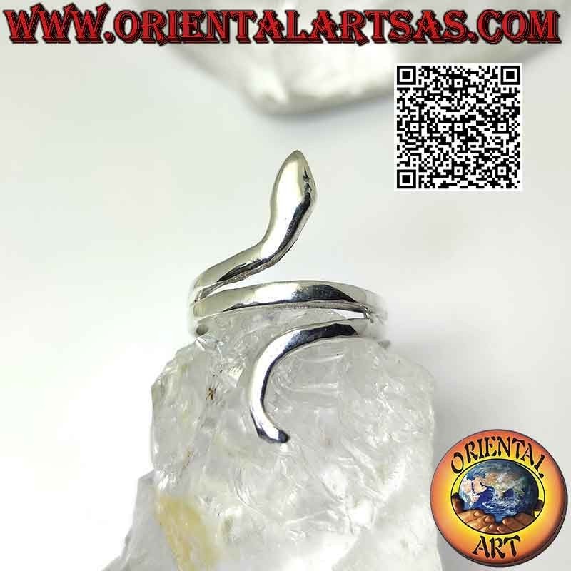 Silver ring smooth snake in sinuous movement (two turns)