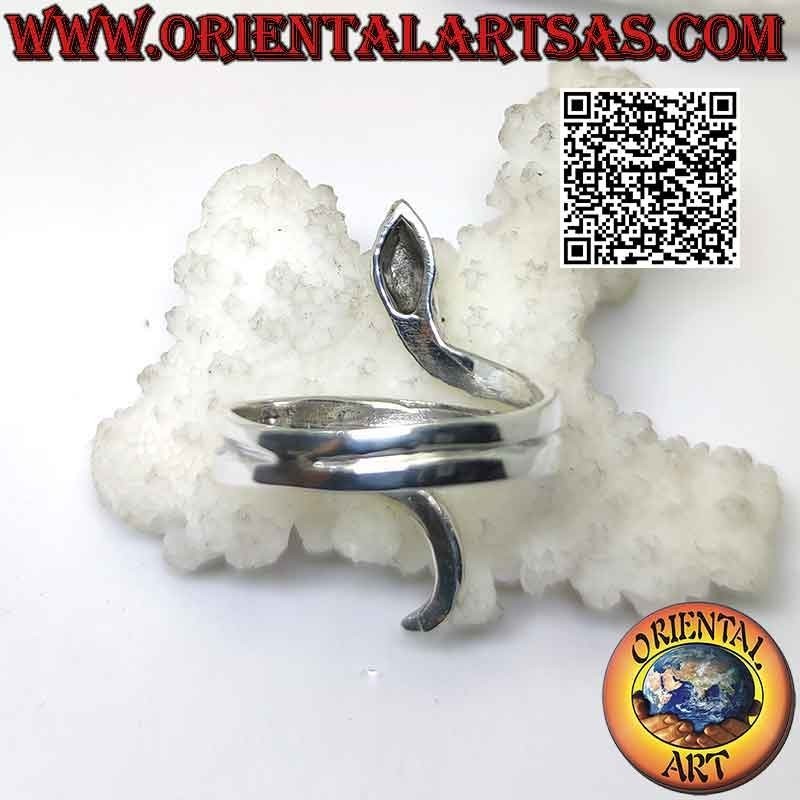 Anello in argento serpente liscio in movimento sinuoso (due giri)