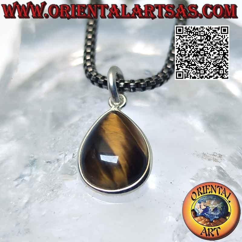 Colgante de gota de ojo de tigre y gancho de plata 925 ‰