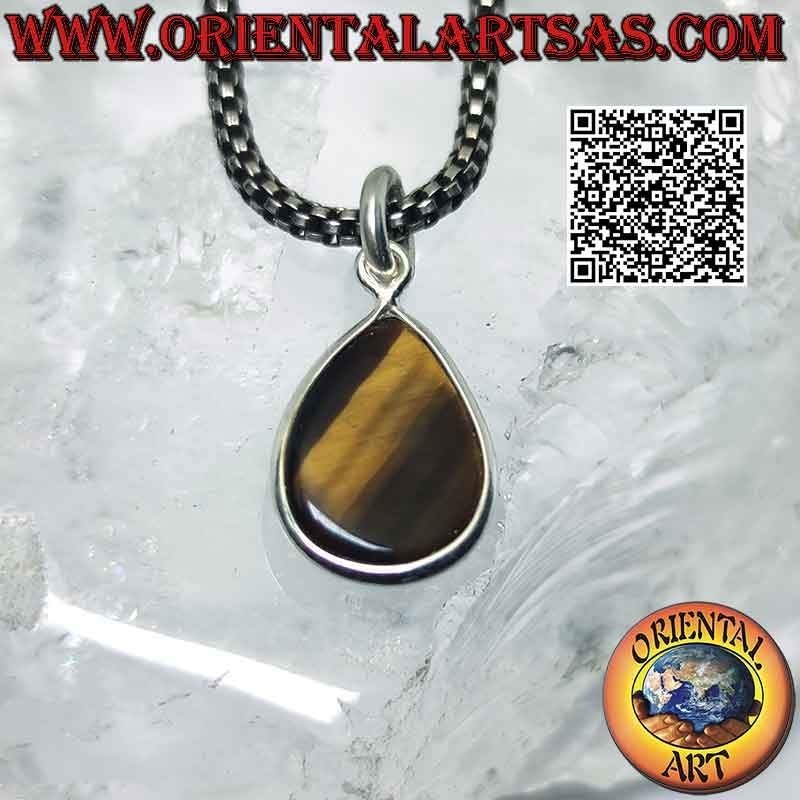 Colgante de gota de ojo de tigre y gancho de plata 925 ‰