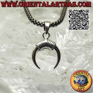 Pendentif en argent, croissant wicca avec pointes vers le bas