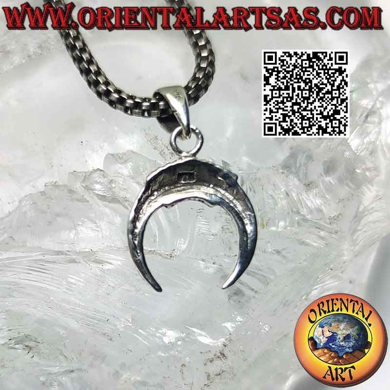 Pendentif en argent, croissant wicca avec pointes vers le bas