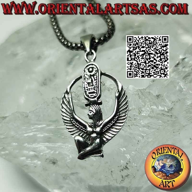 Silver pendant, winged Isis, Egyptian goddess of motherhood and magic