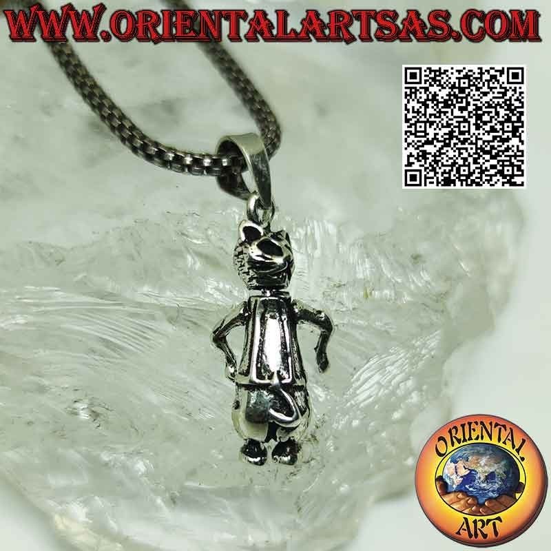 Colgante de plata, móvil Maneki neko (el gato chino de la suerte)