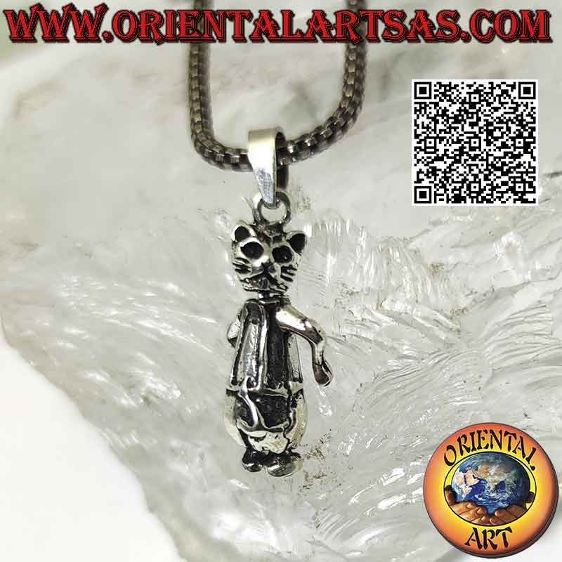 Colgante de plata, móvil Maneki neko (el gato chino de la suerte)