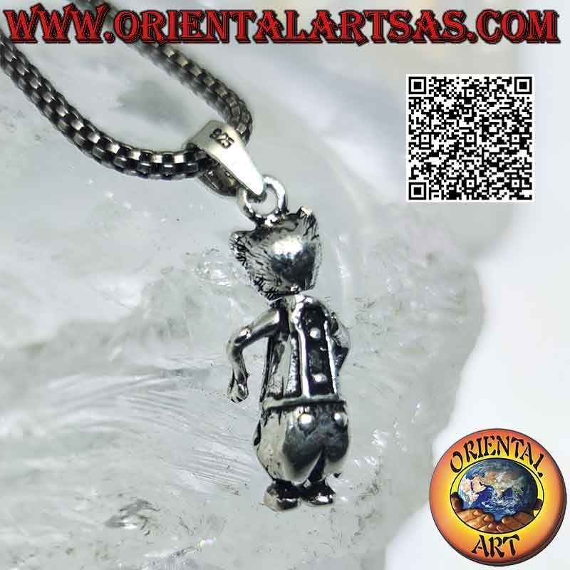 Colgante de plata, móvil Maneki neko (el gato chino de la suerte)