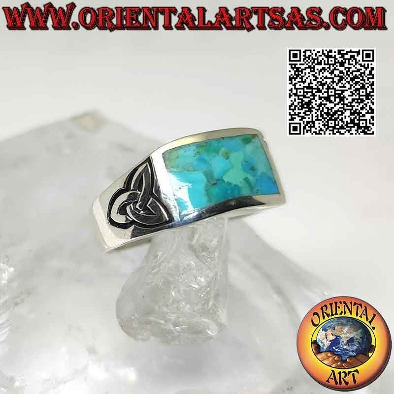 Bague en argent avec turquoise d'Arizona naturelle et triquetra