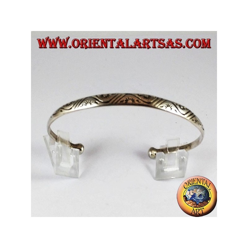 Starre Silber Armband mit der Hand gestempelt Sonne