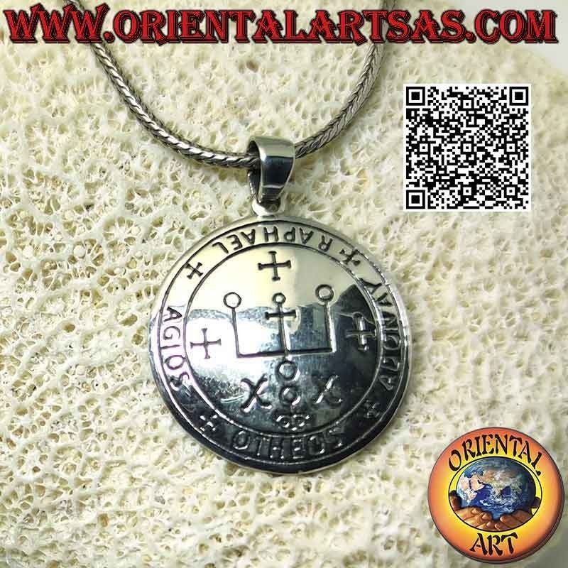 Colgante de plata, sello del arcángel Rafael (sellos del rey Salomón)
