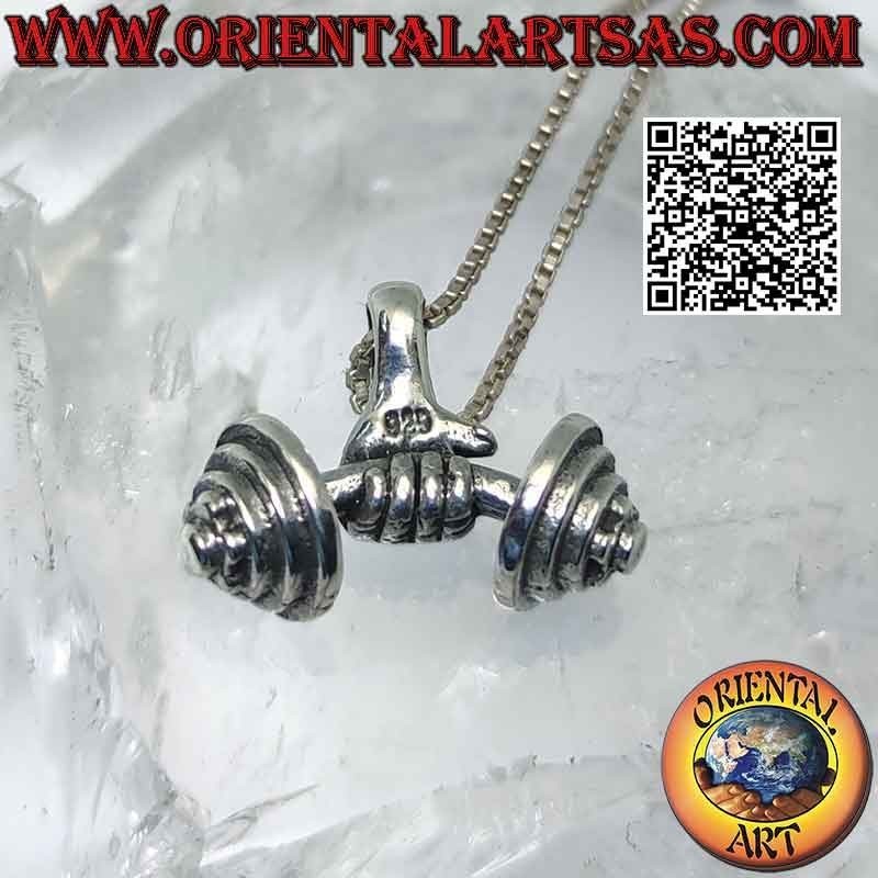 Colgante en plata 925 ‰ el volante curvo sostenido por la mano