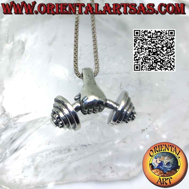 Pendant in 925 ‰ silver the curved balance wheel supported by the hand