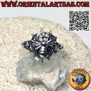Anello in argento, il ragno di Spider Man su ragnatela