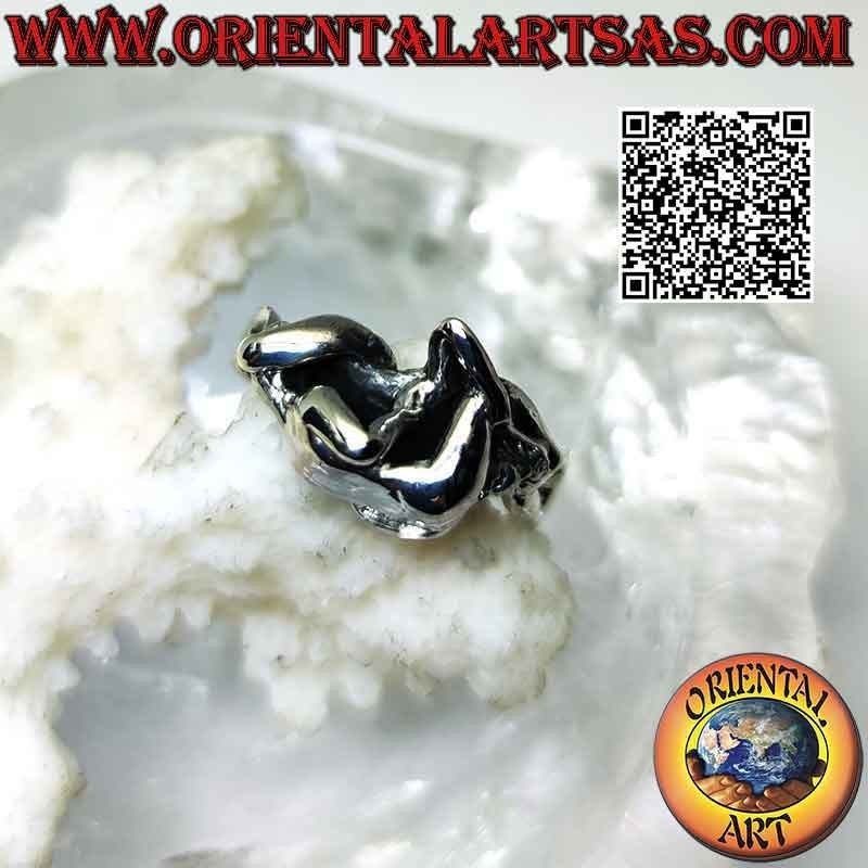 Erotischer Kamasutra-Silberring, neunundsechzig Flanke (Oralsex)