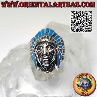 Native American geschnitzter silberner Kopfring, türkisfarbener Kopfschmuck