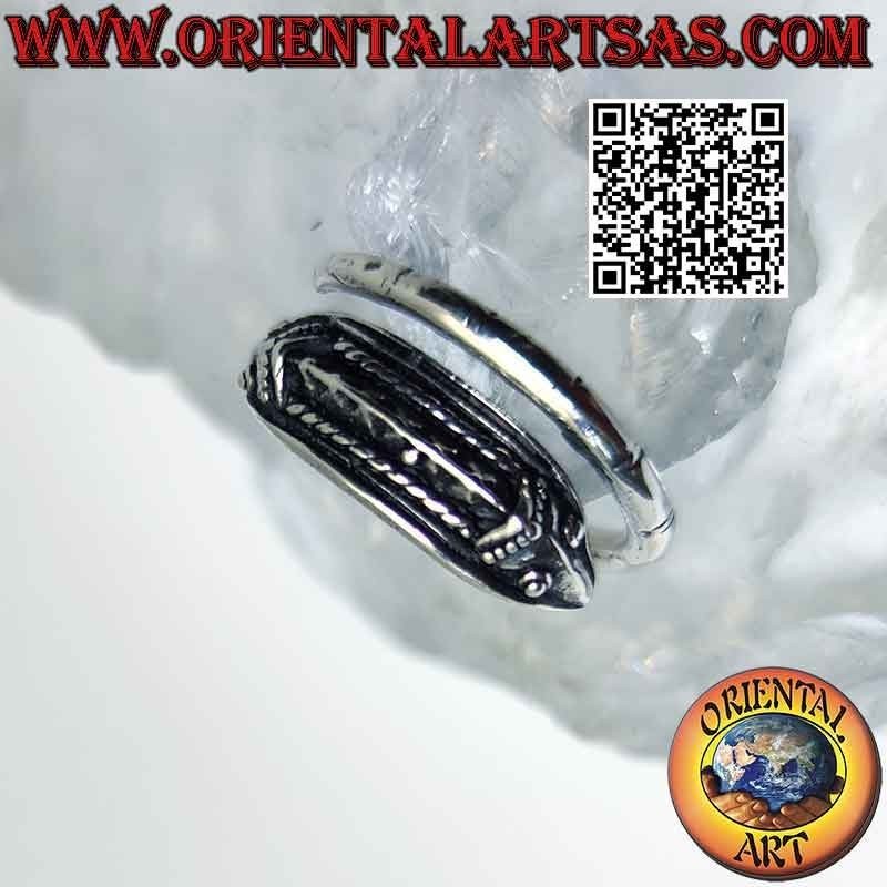 Anillo de plata en forma de caballito de mar "hippocampus" enrollado (ajustable)