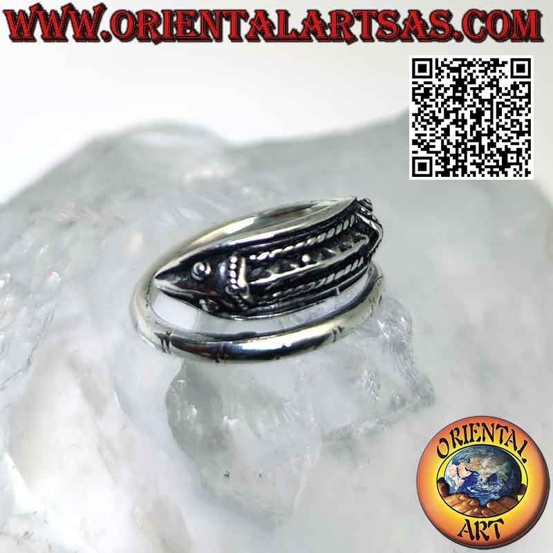 Anillo caballito de mar plata "hipocampo" (ajustable)