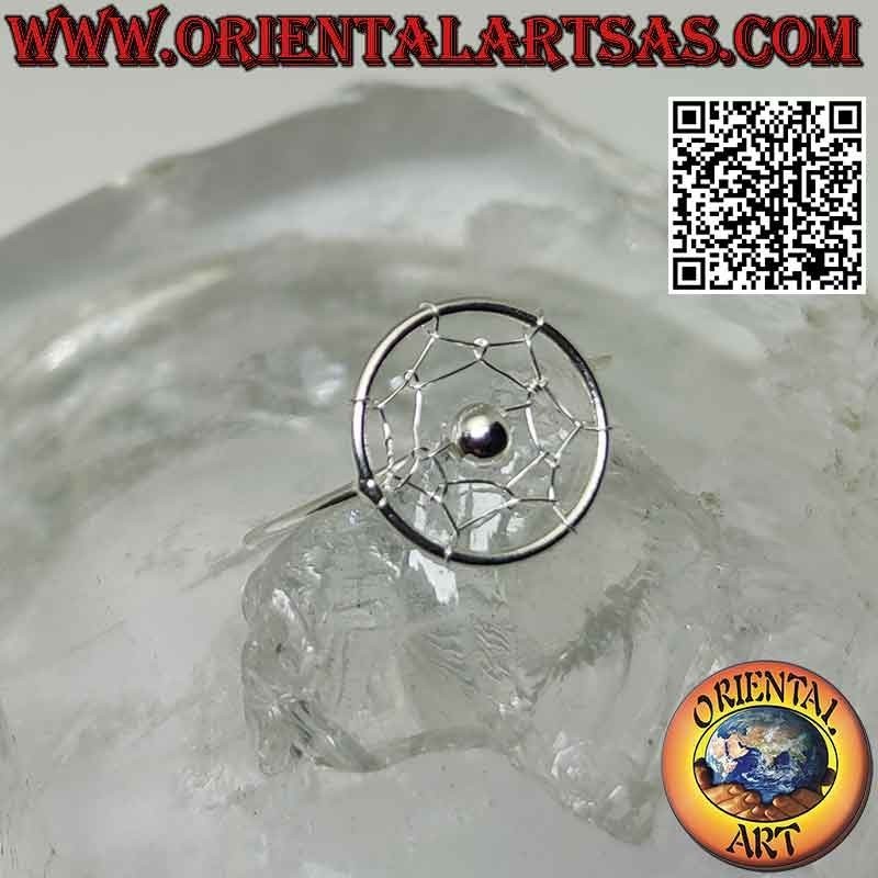 Silver ring with 12 mm dream catcher and ball