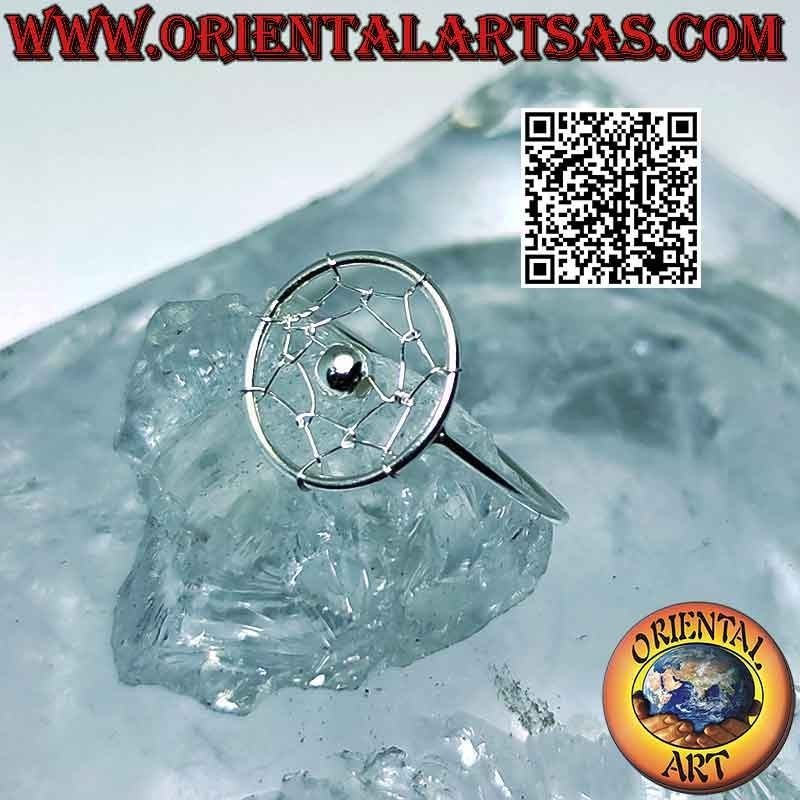 Anello in argento con acchiappasogni da 12 mm e pallina
