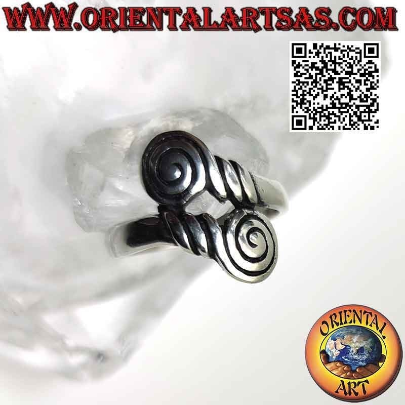 Anillo plata doble banda lisa con espiral final