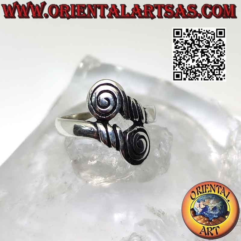 Anillo plata doble banda lisa con espiral final