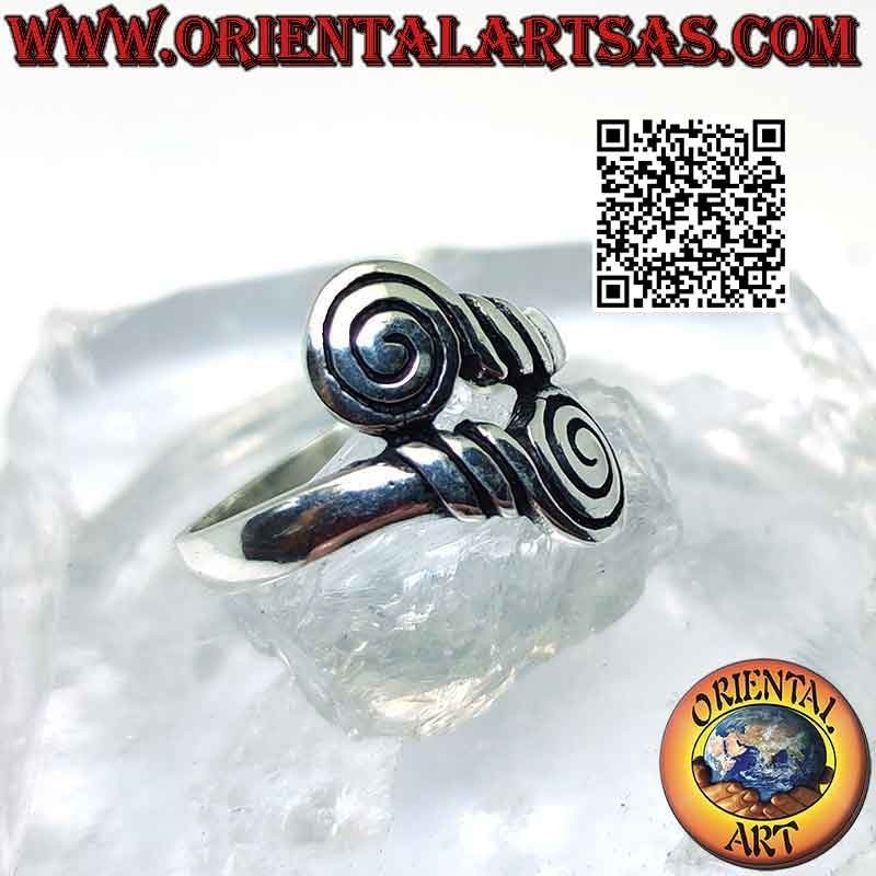 Anillo plata doble banda lisa con espiral final