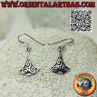 Triskele silver earrings (triskell, triskelion) in the triangle