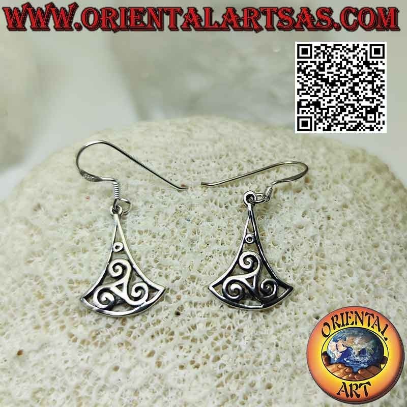 Triskele silver earrings (triskell, triskelion) in the triangle