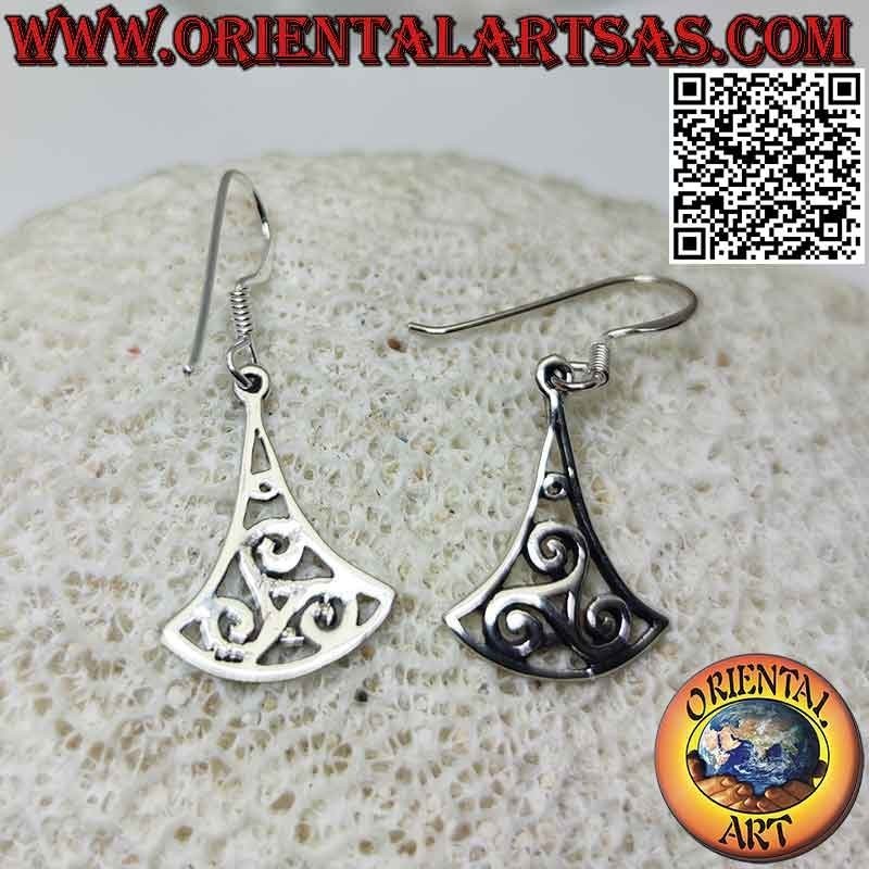 Triskele silver earrings (triskell, triskelion) in the triangle