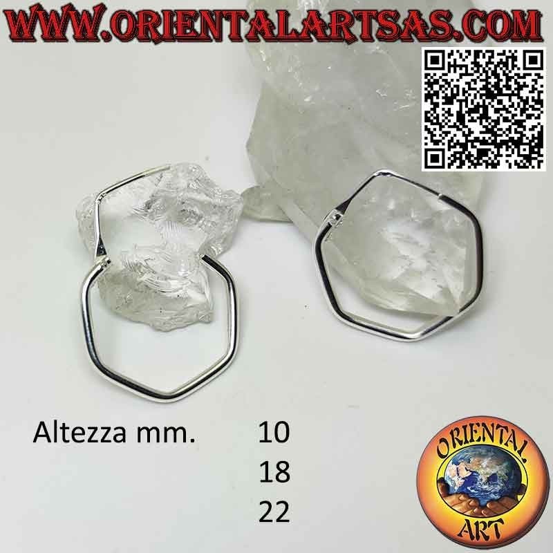 Silver wire earrings, threadable hexagon (various sizes)