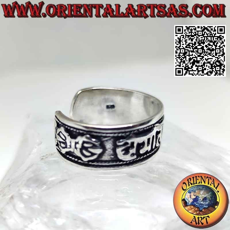Silberner Bandring mit tibetischem Mantra OM MANI PADME HUM