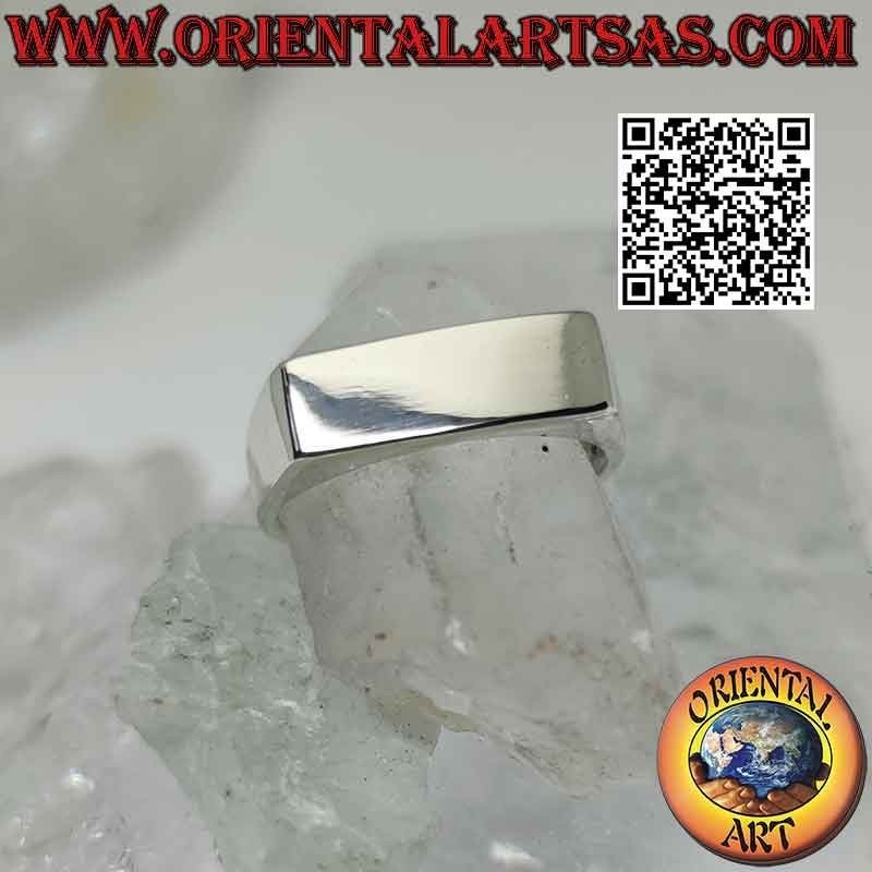 Anillo de plata lisa con plaquita fina rectangular (15*6)