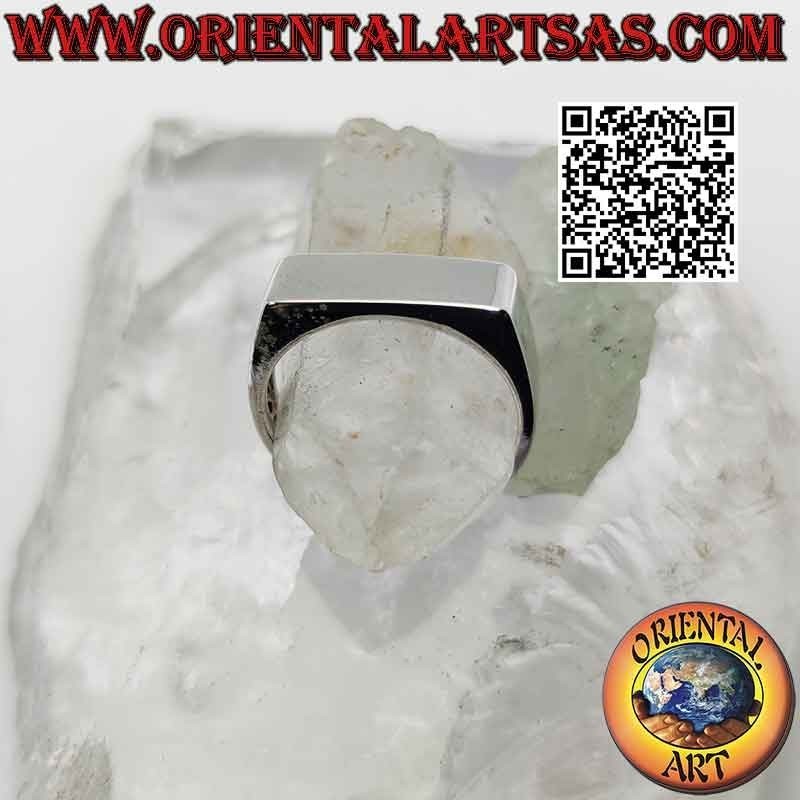 Anello in argento liscio con piastra rettangolare sottile (15*6)