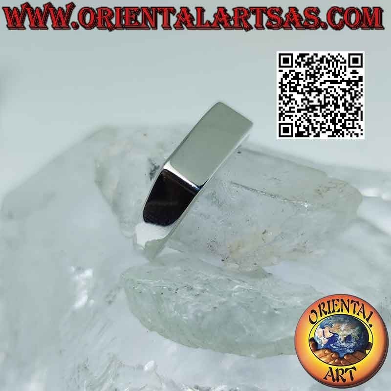Anillo de plata lisa con plaquita fina rectangular (15*6)