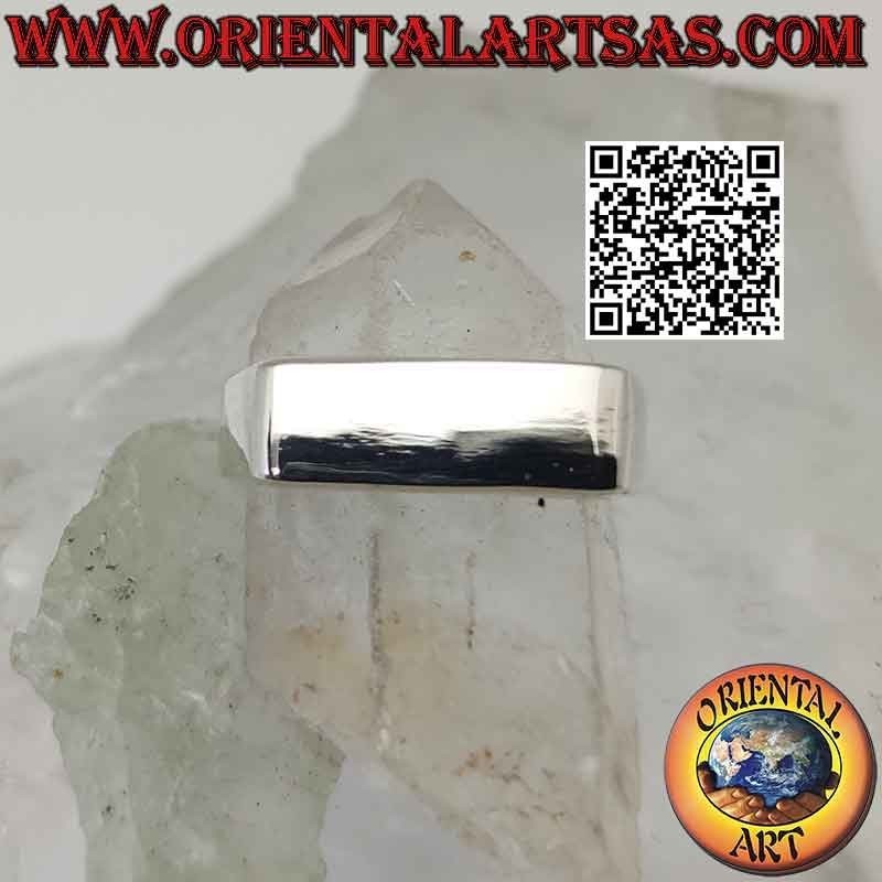 Anello in argento liscio con piastra rettangolare sottile (15*6)