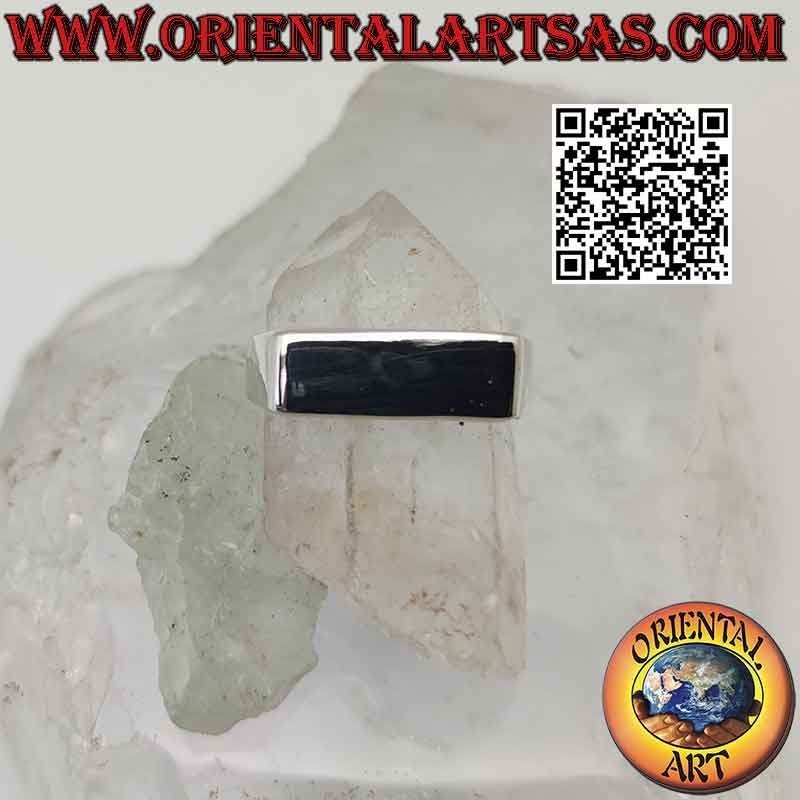 Anello in argento liscio con piastra rettangolare sottile (15*6)