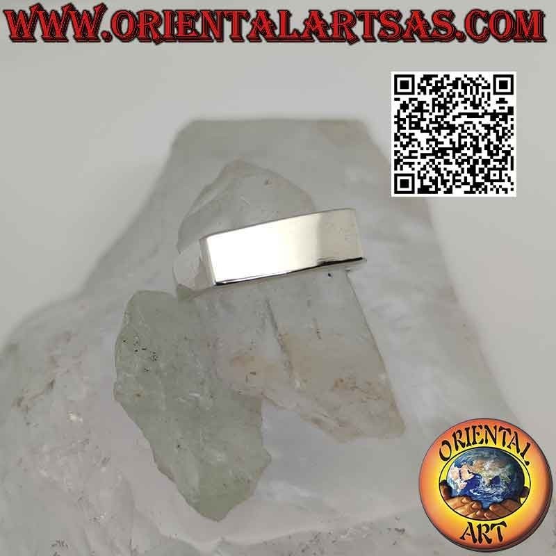 Anillo de plata lisa con plaquita fina rectangular (15*6)