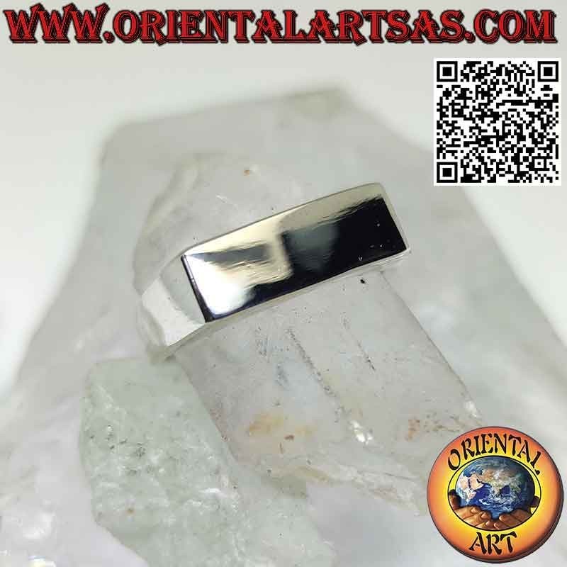 Anillo de plata lisa con plaquita fina rectangular (15*6)