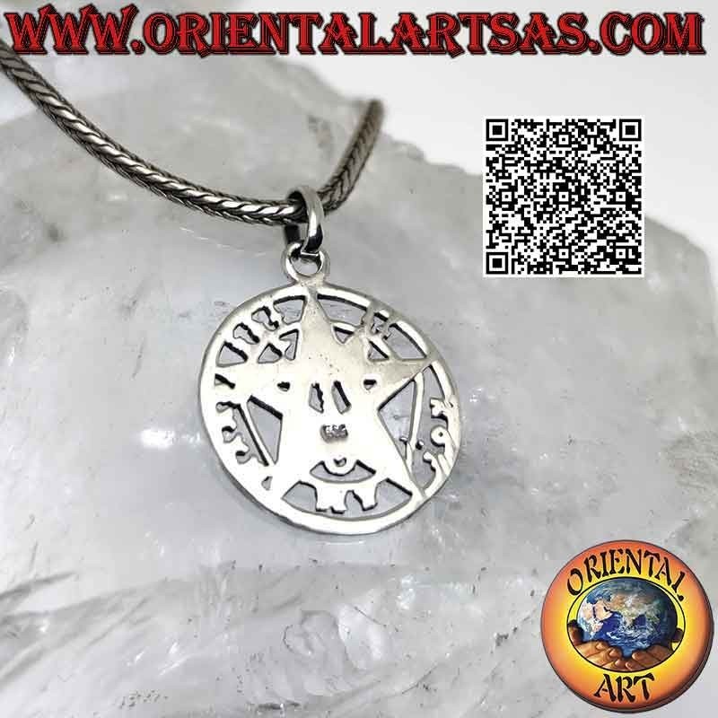 Kleiner Tetragrammaton (Mikrokosmischer Stern) Silberanhänger