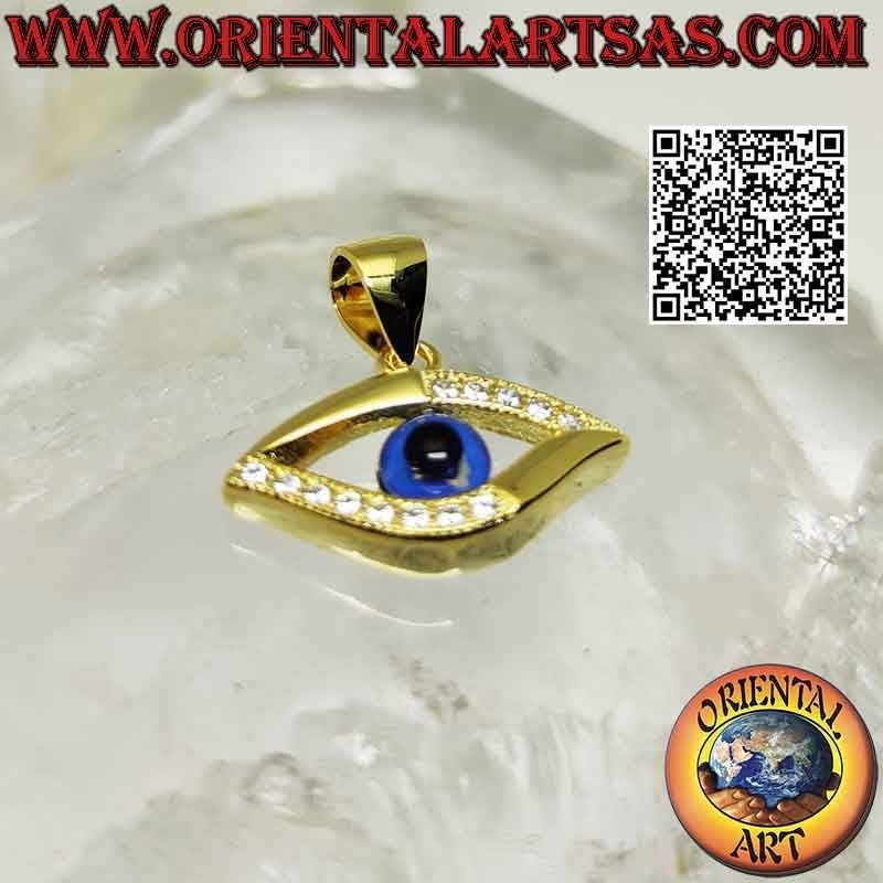 Silver pendant, eye of Allah with cubic zirconia quarters