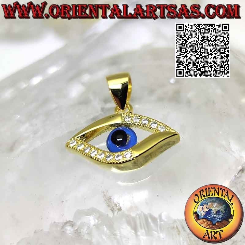 Silver pendant, eye of Allah with cubic zirconia quarters