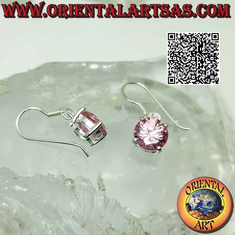 Silver earrings with a round rose of France on a smooth setting