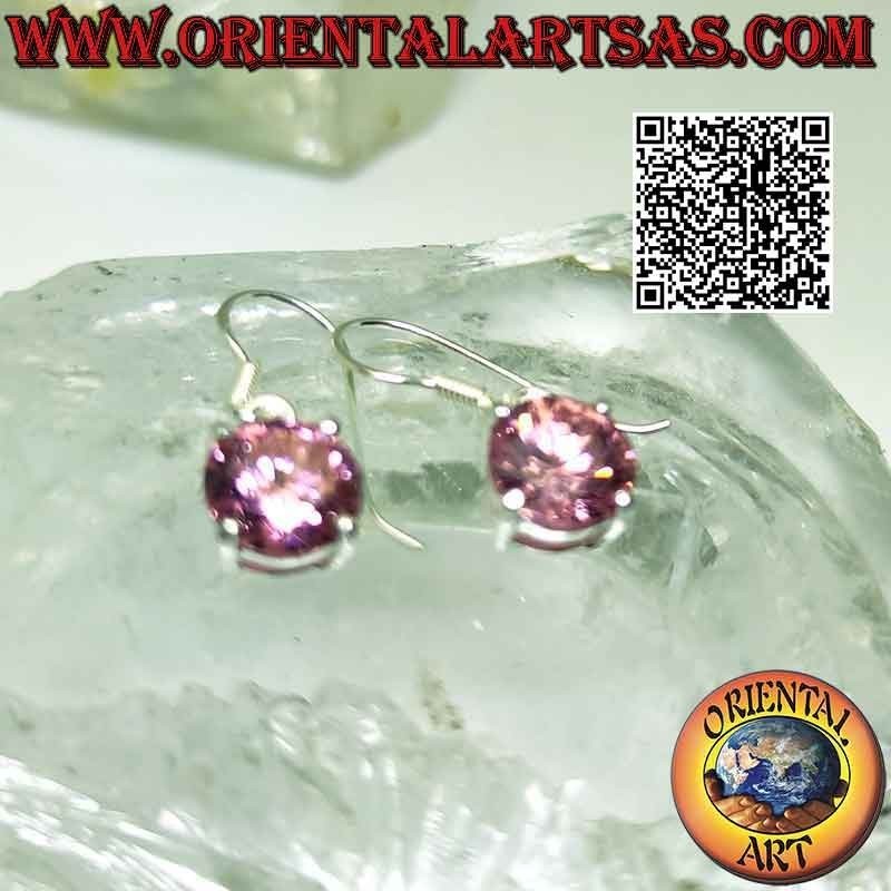 Pendientes de plata con rosa redonda de Francia en engaste liso