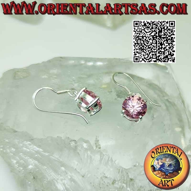 Pendientes de plata con rosa redonda de Francia en engaste liso