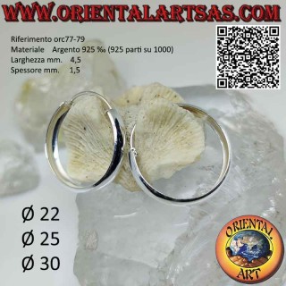 Cercle plat arrondi lisse en argent 4,5 mm, différentes tailles