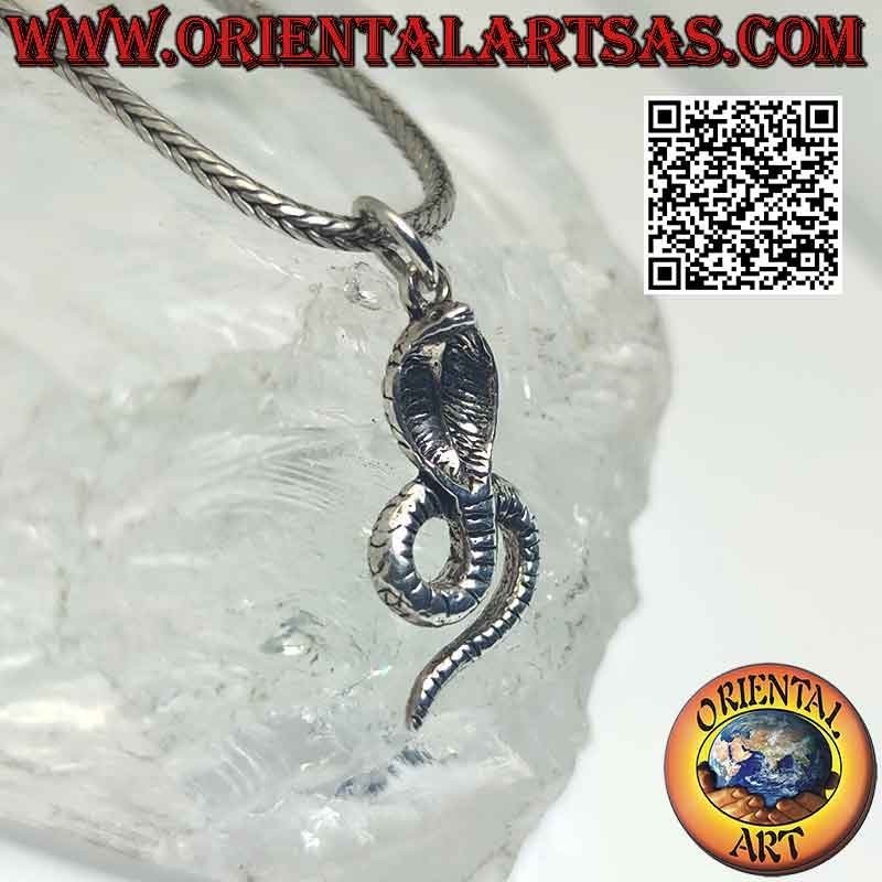 Silver pendant, cobra in frontal position