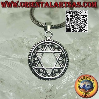 Pendentif en argent, étoile de David étoile juive dans le cercle
